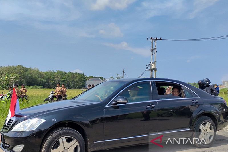 Presiden Joko Widodo tinjau jalan rusak di Terusan Ryacudu Lampung