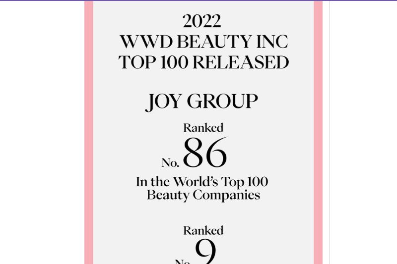 JOY GROUP Jalani Debutnya dalam “WWD Beauty Inc Top 100”