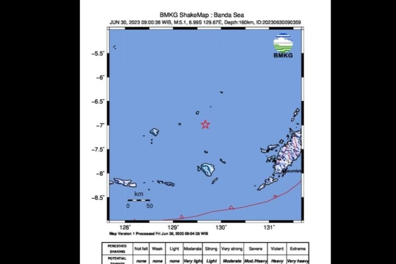 BMKG mencatat gempa di Laut Banda