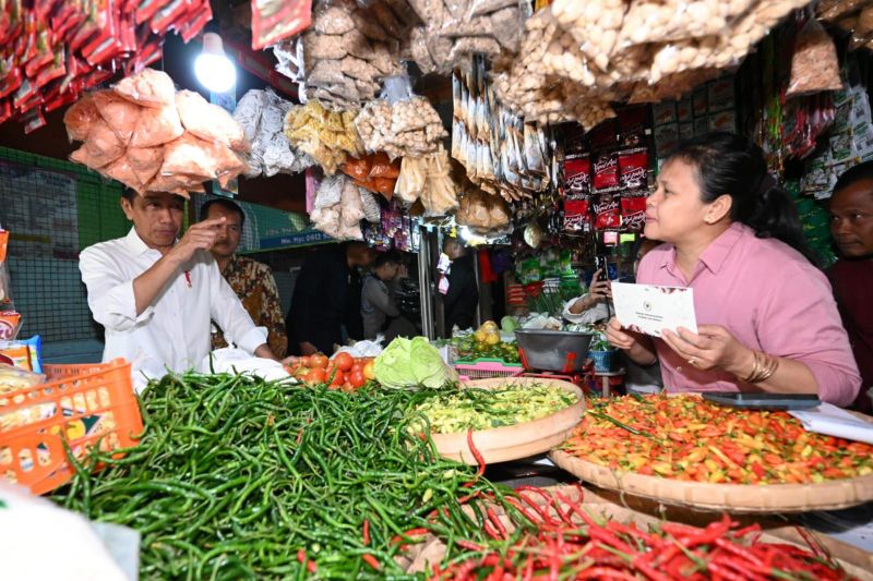 Presiden Jokowi tinjau stok dan harga pangan di Pasar Wonogiri