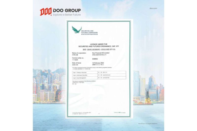 Doo Financial HK Limited Berhasil Raih Izin Usaha Tipe 1 