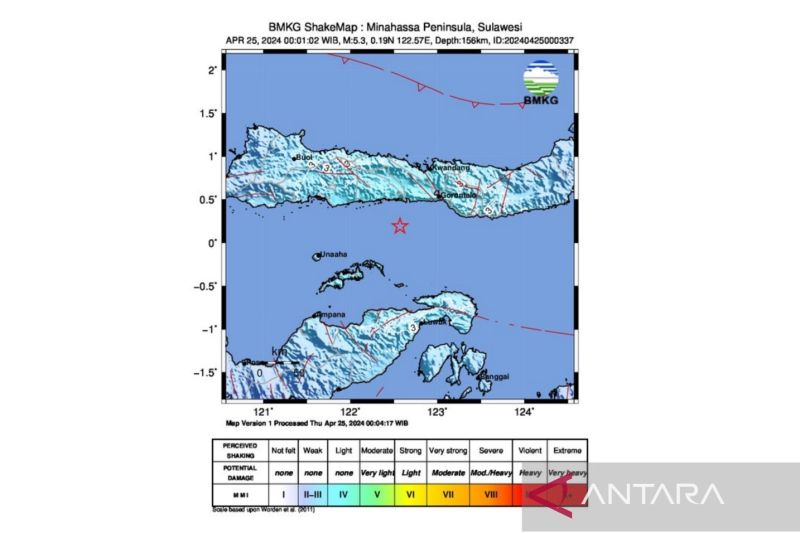 Gempa 5,3 magnitudo guncang Gorontalo