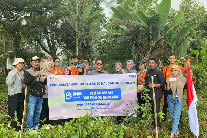 Rayakan HUT ke-25, PNM cabang Sukabumi tanam 100 pohon endemik