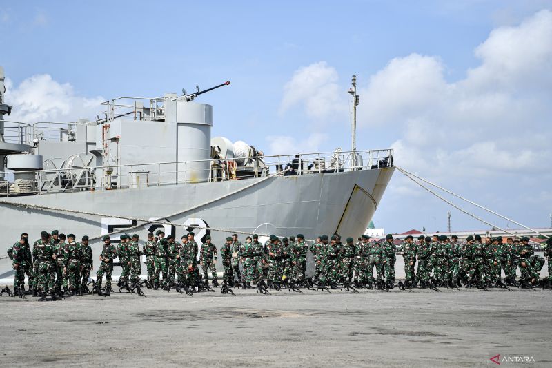 Kedatangan Satgas Pamtas RI-Papua Nugini di Palembang