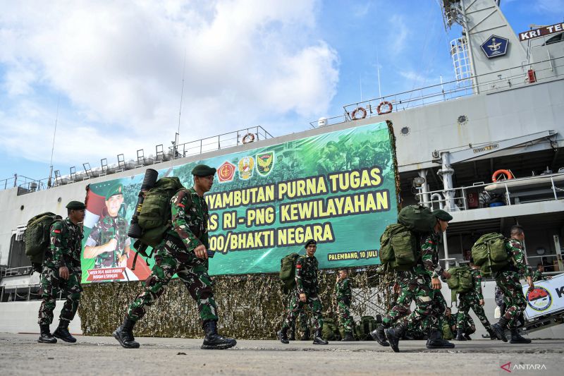 Kedatangan Satgas Pamtas RI-Papua Nugini di Palembang