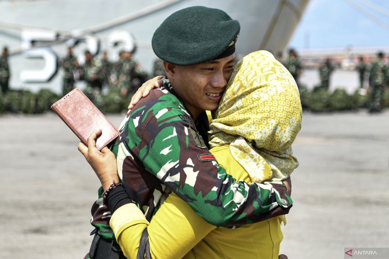 Kedatangan Satgas Pamtas RI-Papua Nugini di Palembang