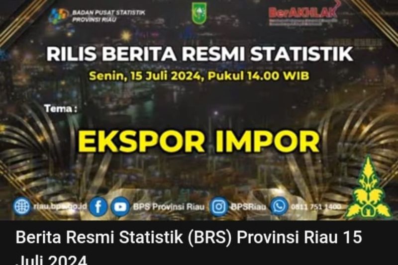 Ekspor Riau Juni 2024 mencapai 1,68 miliar dolar AS