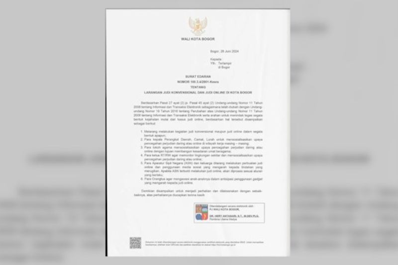 Pemkot Bogor keluarkan surat edaran larangan judi daring