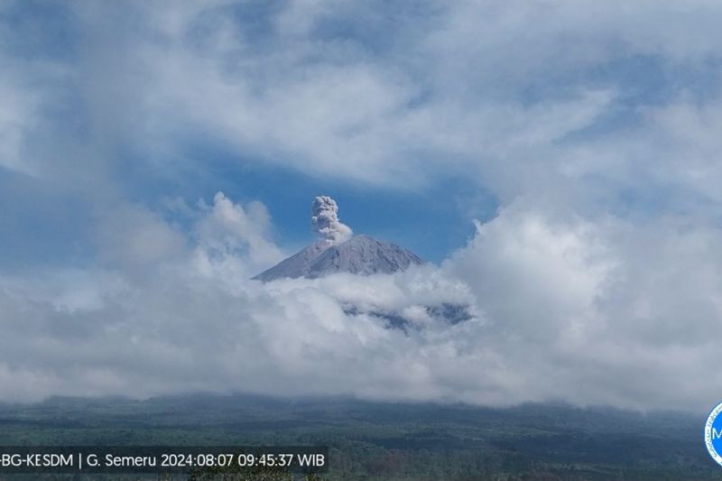 Gunung Semeru beberapa kali erupsi dengan amplitudo hingga 23 mm