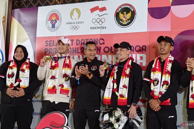 Atlet nasional peraih medali di Olimpiade Paris tiba di Soetta