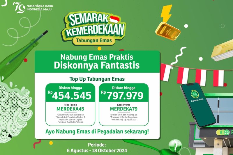 Pegadaian beri diskon “top up” Tabungan Emas sambut HUT Ke-79 RI