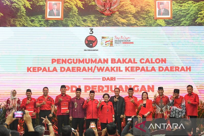 PDI Perjuangan umumkan bakal calon kepala daerah