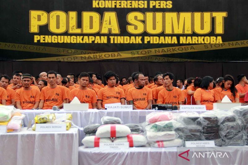 Pengungkapan kasus Narkoba dari 713 tersangka di Polda Sumut