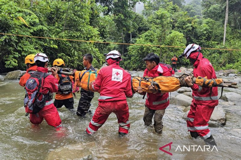 Petugas gabungan evakuasi korban longsor tambang emas ilegal di Solok