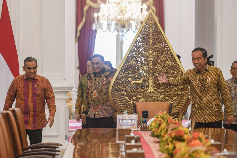 Presiden Jokowi terima pimpinan MPR dalam rangka silaturahmi kebangsaan di Istana Merdeka