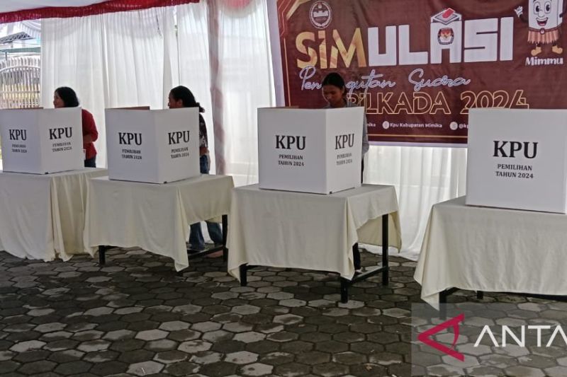 KPU Mimika gelar simulasi bantu pemilih tentang alur pencoblosan