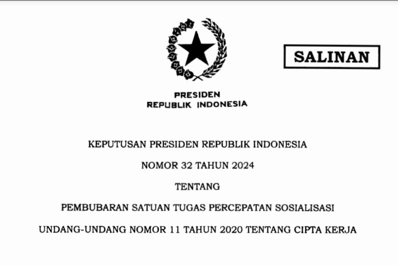 Presiden Prabowo bubarkan Satgas UU Cipta Kerja untuk efisiensi