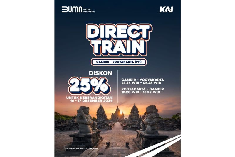 KAI Kembali Hadirkan Layanan Direct Train, Kini dengan Rute Jakarta-Yogyakarta /PP dan Diskon 25%