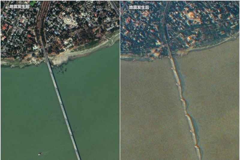 Citra satelit tunjukkan skala kerusakan akibat gempa di Myanmar