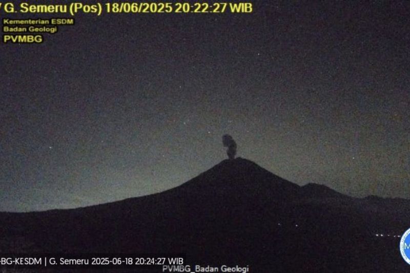 Gunung Semeru erupsi dengan tinggi letusan 800 meter