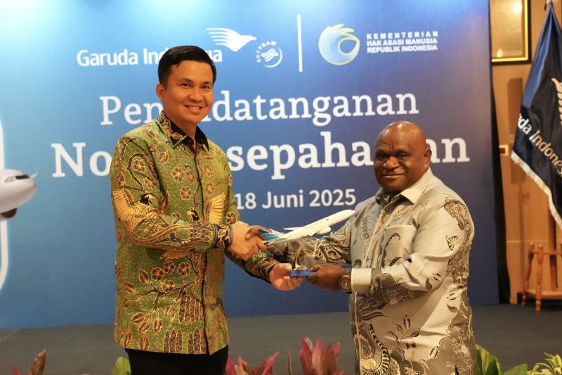 Kementerian HAM-Garuda Indonesia jalin kerja sama penyebaran nilai HAM