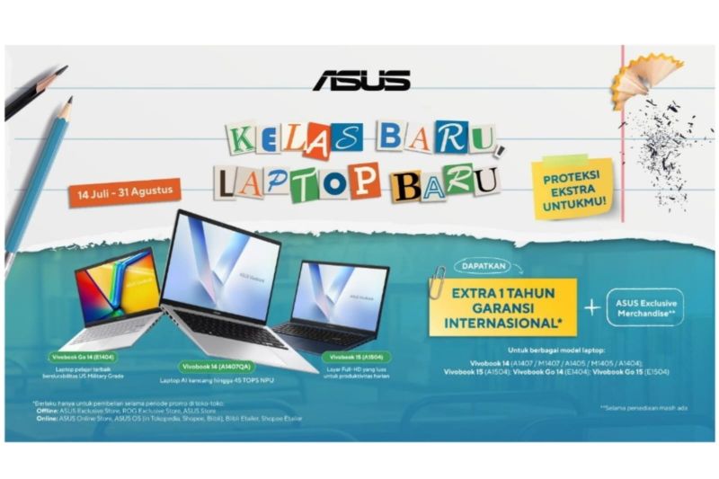 Promo Laptop ASUS, Dapatkan Tambahan 1 Tahun Garansi Internasional untuk Vivobook