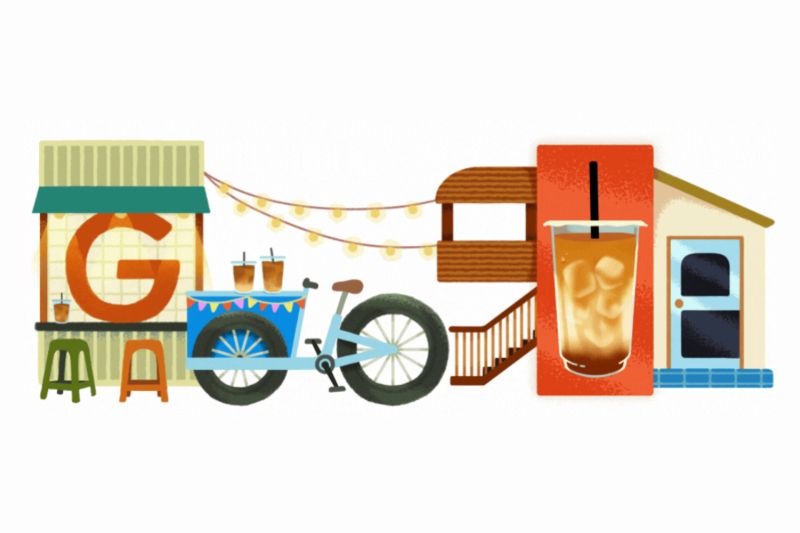Google Doodle rayakan momen spesial kopi susu gula aren hari ini 