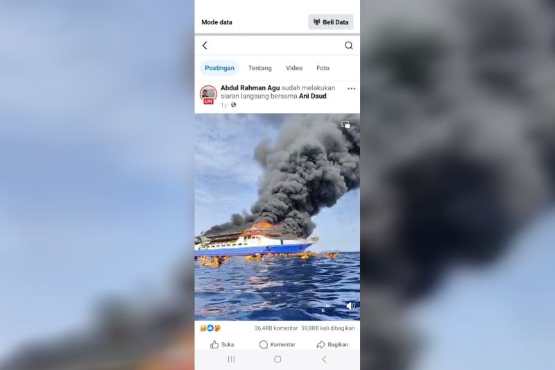 Korban kebakaran KM Barcelona 5 dievakuasi ke Pulau Gangga II