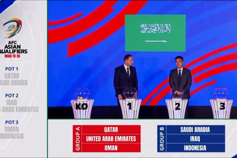 Indonesia segrup dengan Irak dan Arab Saudi di kualifikasi Piala Dunia