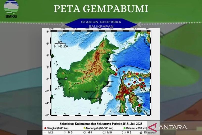 Eight shallow quakes rattle Kalimantan in a week