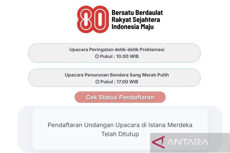Istana membuka laman pendaftaran peserta upacara HUT Ke-80 RI di Istana Merdeka