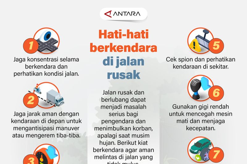 Hati-hati berkendara di jalan rusak