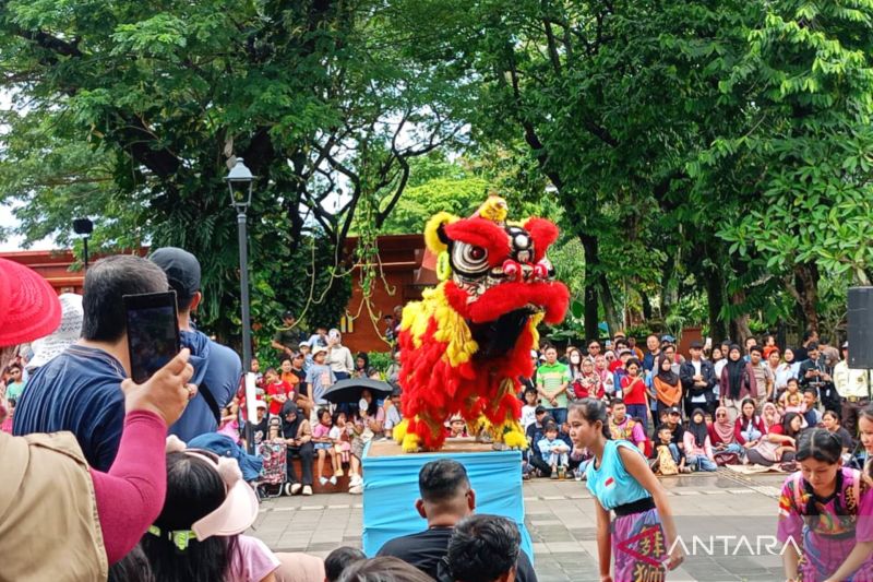 Pengunjung nikmati atraksi barongsai di TMII