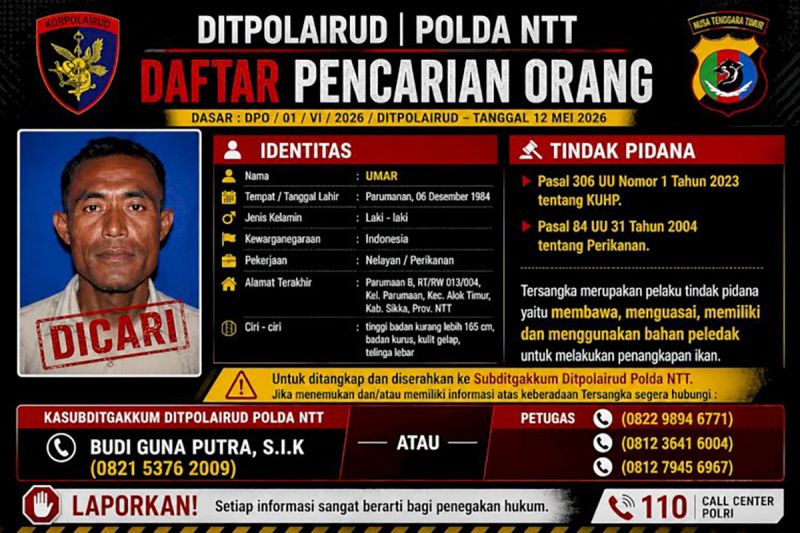 Polairud Polda NTT menerbitkan DPO pelaku bom ikan di Sikka