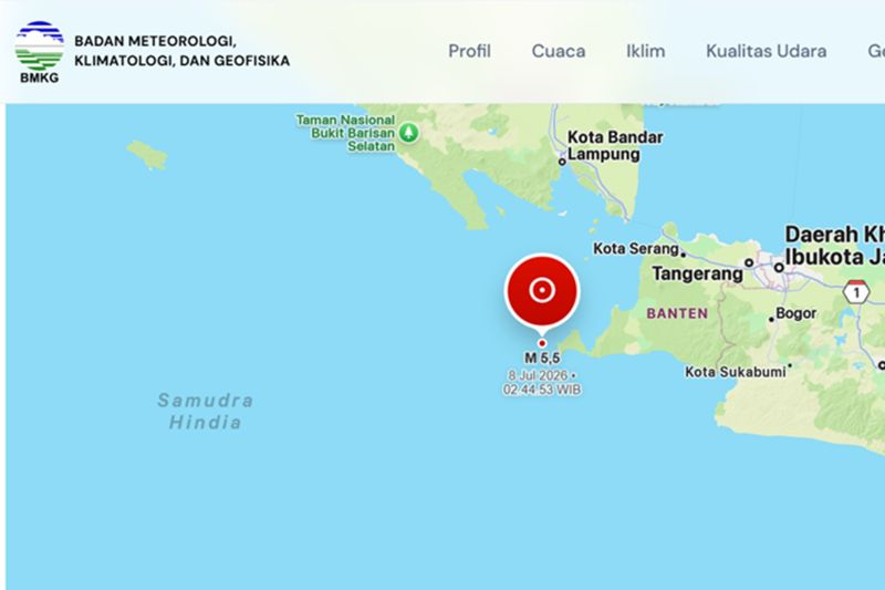 Gempa M5,5 guncang Selat Sunda, tidak berpotensi tsunami