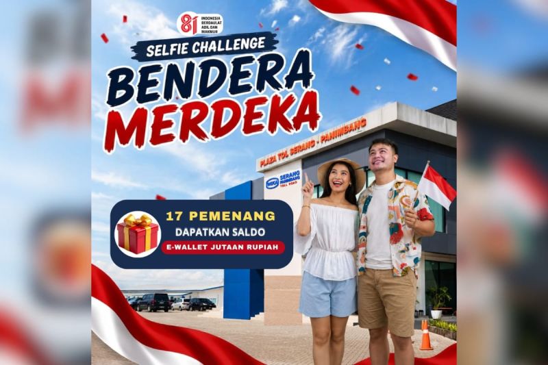 Sambut HUT Kemerdekaan RI, WIKA Serang Panimbang Ajak Pengguna Jalan Ikuti &ldquo;Selfie Challenge: Bendera Merdeka di Gerbang Tol&rdquo;