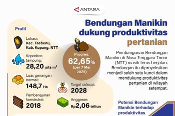Bendungan Manikin dukung produktivitas pertanian
