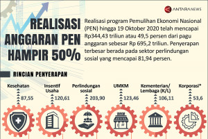 Realisasi anggaran PEN hampir 50 persen