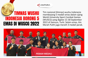 Timnas wushu Indonesia borong 5 emas di WUSCG 2022