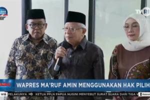 Usai Gunakan Hak Pilihnya, Wapres Ma'aruf Amin: Pemilu berharap Berlangsung Damai, Jurdil, Luber