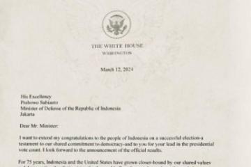 Ini Isi Surat Ucapan Selamat dari Presiden Biden untuk Prabowo 